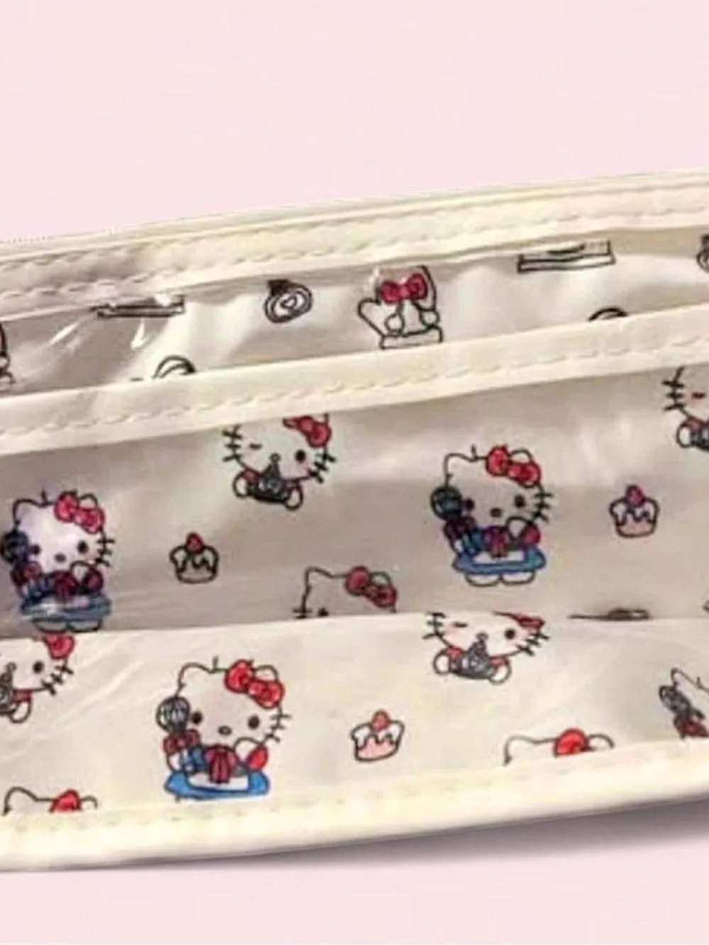 New Hello Kitty White See Thru Zipper Bag